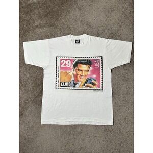 Vintage Mens Tshirt 1992 Elvis Presley Postage Stamp, Made In USA, Size L